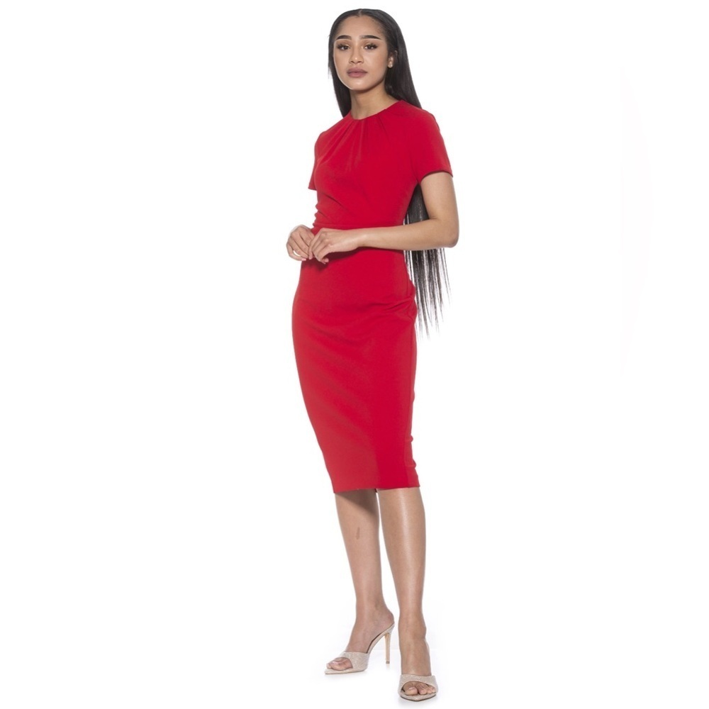 Alexia Admor NEW Red Quinn Draped  Romantic Preppy Cocktail Sheath Dress Size L